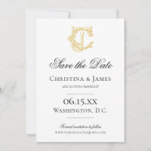 BEWERKBARE KLEUREN CJ Monogram JC Monogram Uitnodi Save The Date (Voorkant)