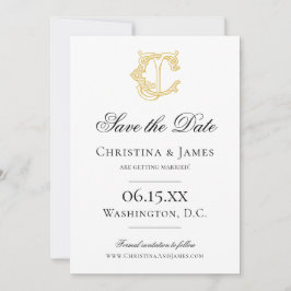BEWERKBARE KLEUREN CJ Monogram JC Monogram Uitnodi Save The Date