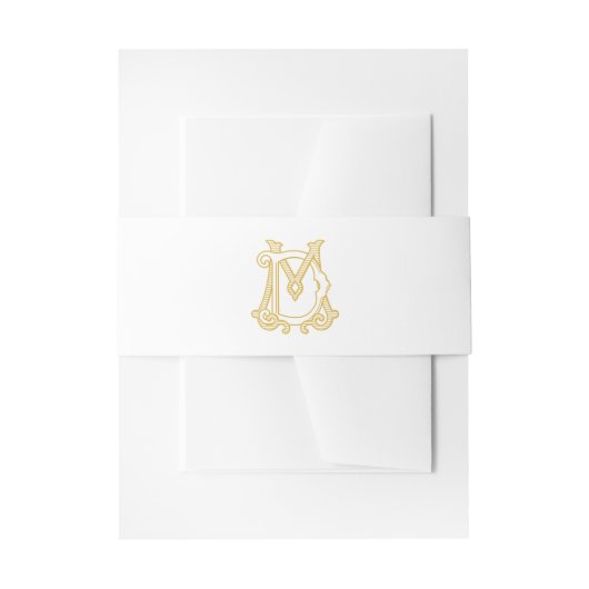 BEWERKBARE KLEUREN DM Monogram MD Monogram Buikban Uitnodigingen Wikkel (Voorkant Voorbeeld)