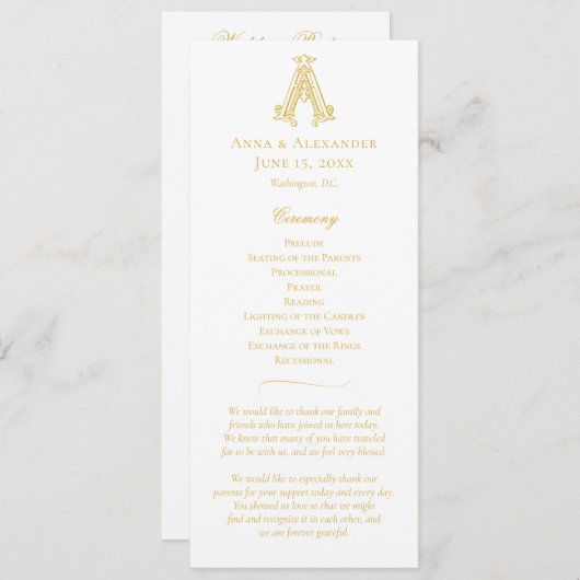 BEWERKBARE KLEUREN Een Monogram Een Crest Programm Programma (Voorkant / Achterkant)