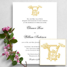 BEWERKBARE KLEUREN EW Monogram WE Logo Invitation