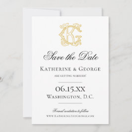 BEWERKBARE KLEUREN GK Monogram KG Monogram Uitnodi Save The Date