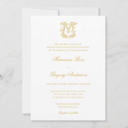 BEWERKBARE KLEUREN GM Monogram MG Logo Invitation Kaart (Voorkant)
