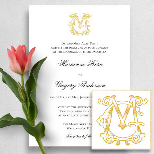 BEWERKBARE KLEUREN GM Monogram MG Logo Uitnodiging
