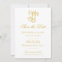BEWERKBARE KLEUREN JJ Monogram JJ Crest Bruiloft Save The Date