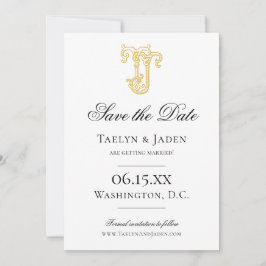 BEWERKBARE KLEUREN JT Monogram TJ Monogram Uitnodi Save The Date