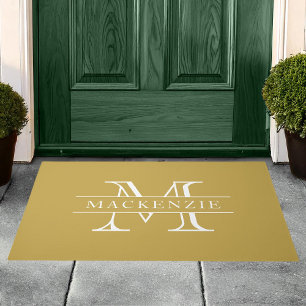Bewerkbare kleuren Klassieke rand Naam Monogram Deurmat