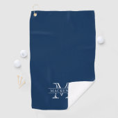 Bewerkbare kleuren Klassieke rand Naam Monogram Golfhanddoek (Insitu)