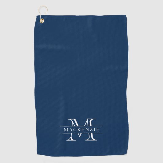 Bewerkbare kleuren Klassieke rand Naam Monogram Golfhanddoek (Voorkant)