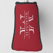 Bewerkbare kleuren Klassieke rand Naam Monogram Golfheadcover (Draai 90)