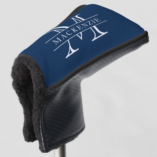 Bewerkbare kleuren Klassieke rand Naam Monogram Golfheadcover (3/4 voorkant)