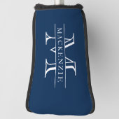 Bewerkbare kleuren Klassieke rand Naam Monogram Golfheadcover (Draai 90)