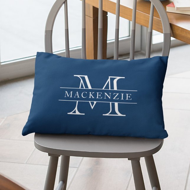 Bewerkbare kleuren Klassieke rand Naam Monogram Kussen (Creator heeft geüpload)