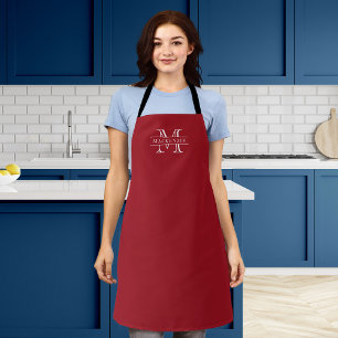 Bewerkbare kleuren Klassieke rand Naam Monogram Schort