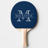 Bewerkbare kleuren Klassieke rand Naam Monogram Tafeltennisbatje (Voorkant)