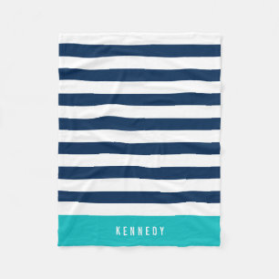 Bewerkbare kleuren met witte strepen Naam toevoege Fleece Deken