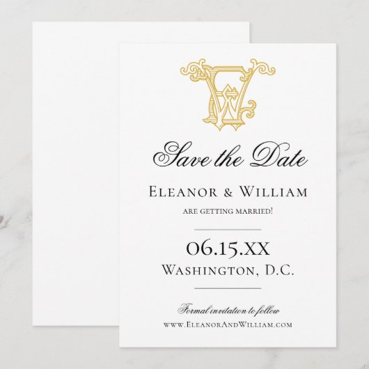 BEWERKBARE KLEUREN NIEUW Monogram WE Monogram Uitn Save The Date (Voorkant / Achterkant)