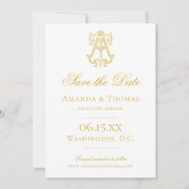 BEWERKBARE KLEUREN OP Monogram TA Monogram uitnodi Save The Date