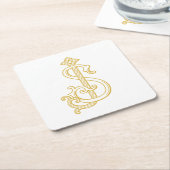 BEWERKBARE KLEUREN SJ Monogram JS Logo Onderzetter (Schuin)