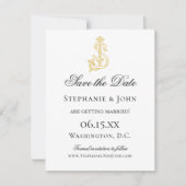 BEWERKBARE KLEUREN SJ Monogram JS Monogram Uitnodi Save The Date (Voorkant)