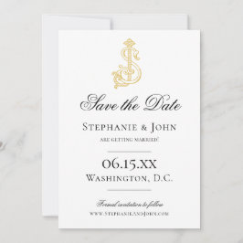 BEWERKBARE KLEUREN SJ Monogram JS Monogram Uitnodi Save The Date