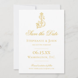 BEWERKBARE KLEUREN SJ Monogram JS Monogram Uitnodi Save The Date