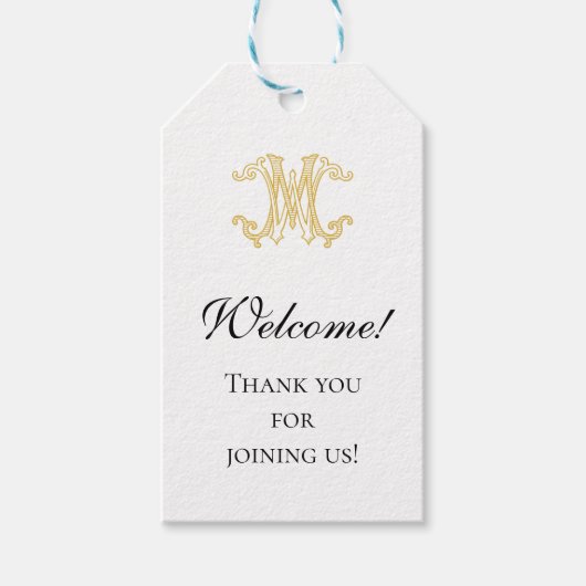 BEWERKBARE KLEUREN WM Monogram MW Logo Gift Label Cadeaulabel (Voorkant)