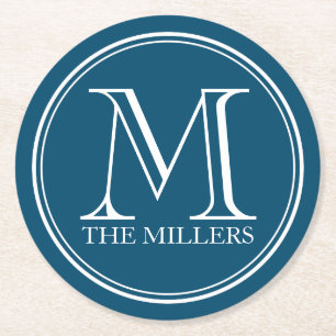Bewerkbare kleurenbalk/-diner / Rondmonogram naam Ronde Kartonnen Onderzetter