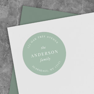 Bewerkbare Kleurfamilie Naam Retouradres Modern Ronde Sticker