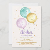 Bewerkbare kleurrijke ballonboog uitnodigingen (Voorkant)