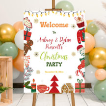 Bewerkbare kleurrijke kerstfeest welkom teken hen