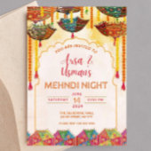 Bewerkbare Kleurrijke Mehndi Oranje Paraplu Haldi  Kaart