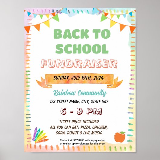 Bewerkbare kleurrijke terug naar school flyer poster (Voorkant)