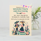Bewerkbare Koppels Fiesta Douche Uitnodiging (Staand voorkant)