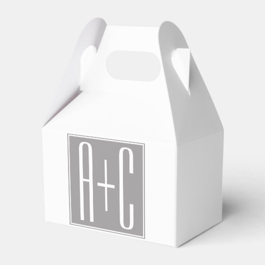 Bewerkbare Koppels Initialen | Wit & Grijs Bedankdoosjes (Voorkant Zijde)