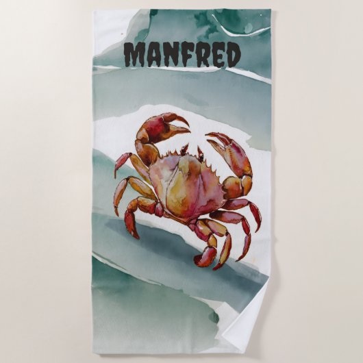 Bewerkbare Krab Strandlaken (Voorkant)