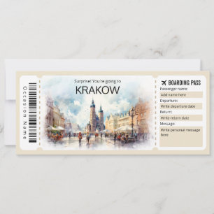 Bewerkbare Krakau Vliegticket Polen Boarding Pass Kaart