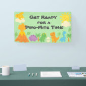 Bewerkbare krijtstijl - Dino Geboortegroet Spandoek (Beurs)