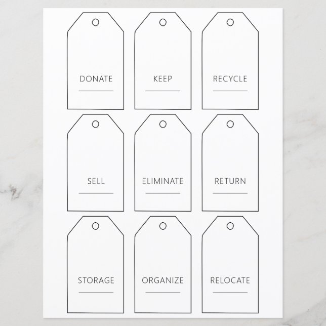 Bewerkbare Label voor thuisdecluttering (Voorkant)