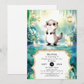 Bewerkbare Lake Otter Verjaardag Kaart (Voorkant / Achterkant)