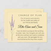 Bewerkbare Lavendel bruiloft verandering van plan Briefkaart (Voorkant / Achterkant)