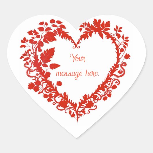 Bewerkbare   Leaf Valentijn Hart Sticker (Voorkant)
