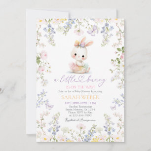 Bewerkbare lente konijn baby shower meisje kaart