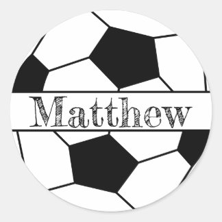 Bewerkbare lettering op voetbal ronde sticker