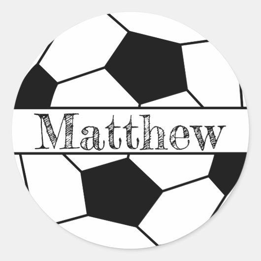 Bewerkbare lettering op voetbal ronde sticker (Voorkant)