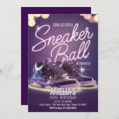 Bewerkbare Levendige Sneaker Ball Verjaardagsfeest Kaart (Voorkant / Achterkant)