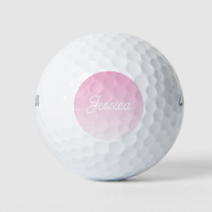 (Bewerkbare) Licht Roze Kleur Ombre & Uw Tekst Golfballen