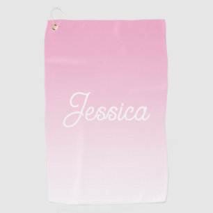 (Bewerkbare) Licht Roze Kleur Ombre & Uw Tekst Golfhanddoek