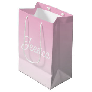 (Bewerkbare) Licht Roze Kleur Ombre & Uw Tekst Medium Cadeauzakje