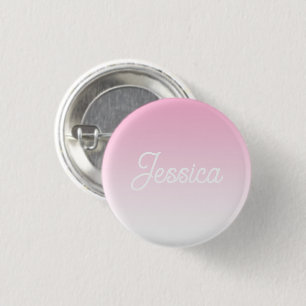 (Bewerkbare) Licht Roze Kleur Ombre & Uw Tekst Ronde Button 3,2 Cm